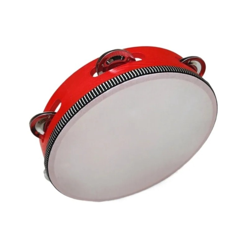 Tambourine Hand Drum - Tamborín de Madera con Sonajeros Metálicos