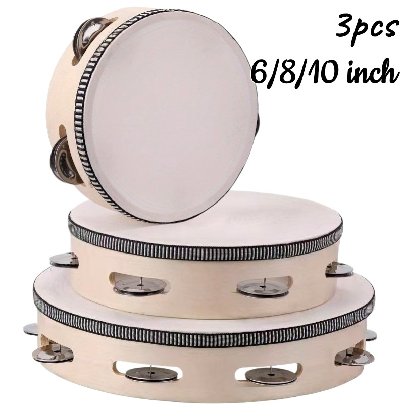 Tambourine Hand Drum - 1/3 piezas Pandereta de Madera de