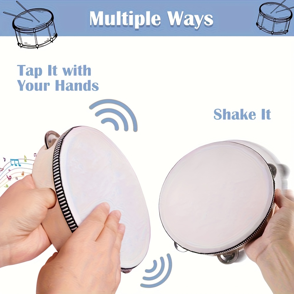 1/3 piezas Pandereta de Madera - Tambourine Hand Drum reseña y precio