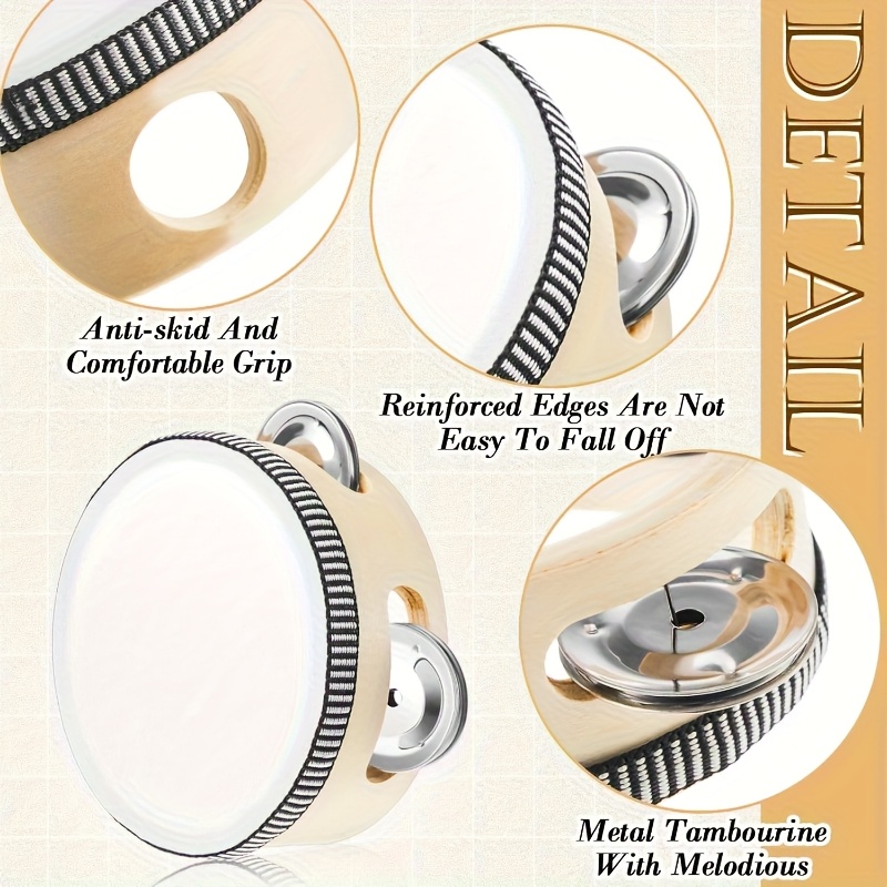 1/3 piezas Pandereta de Madera - Tambourine Hand Drum reseña y precio